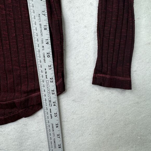 Michael Stars Womens Dark Red Long Sleeve Shirt One Size OS Ribbed Rayon Thermal - Picture 6 of 12